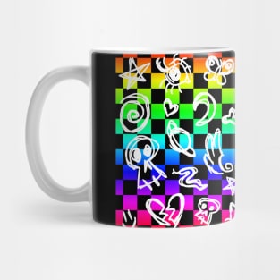 Neon Scribble Checkerboard Mug